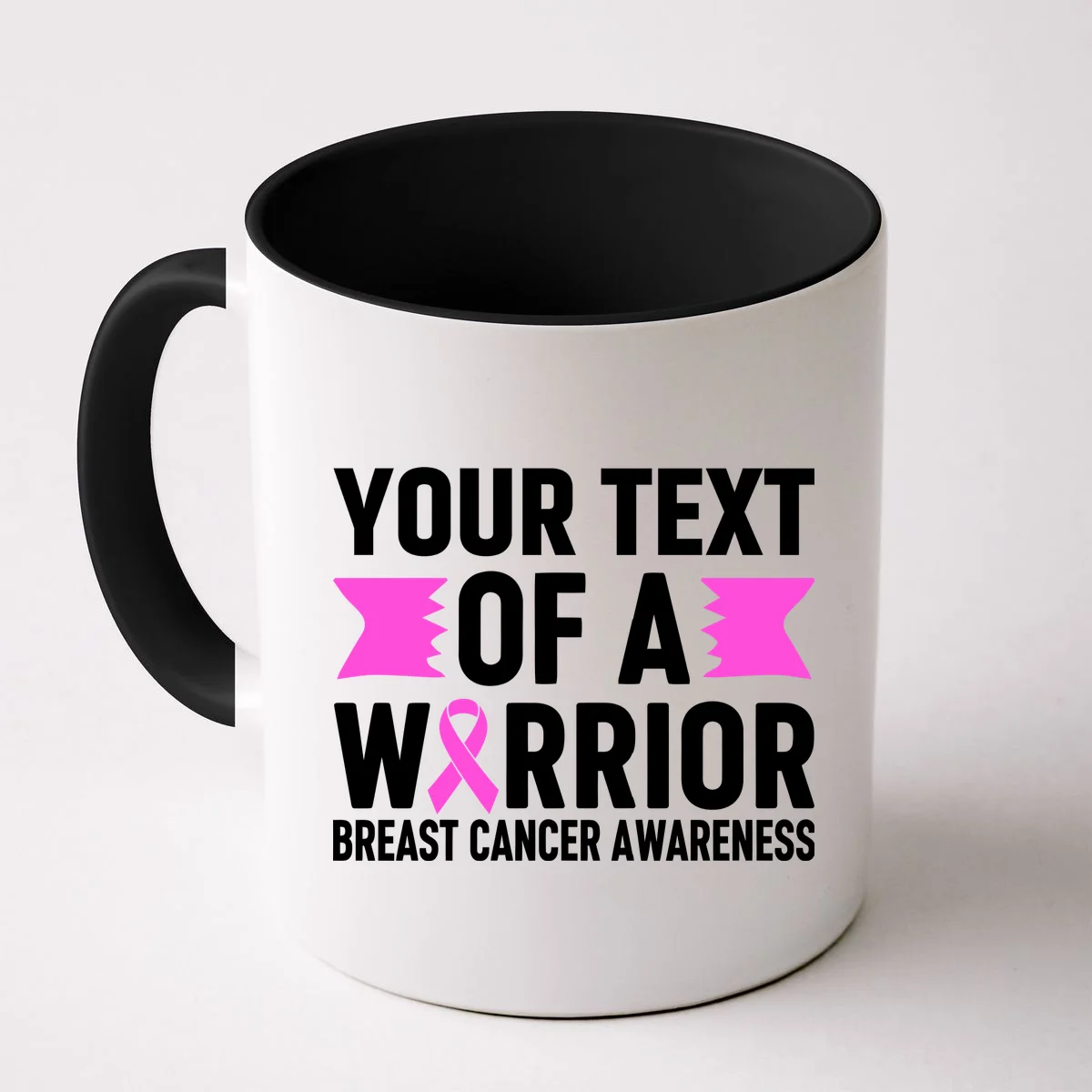 Personalized OF A WARRIOR Breast Cancer Awareness Custom Coffee Mug - Front