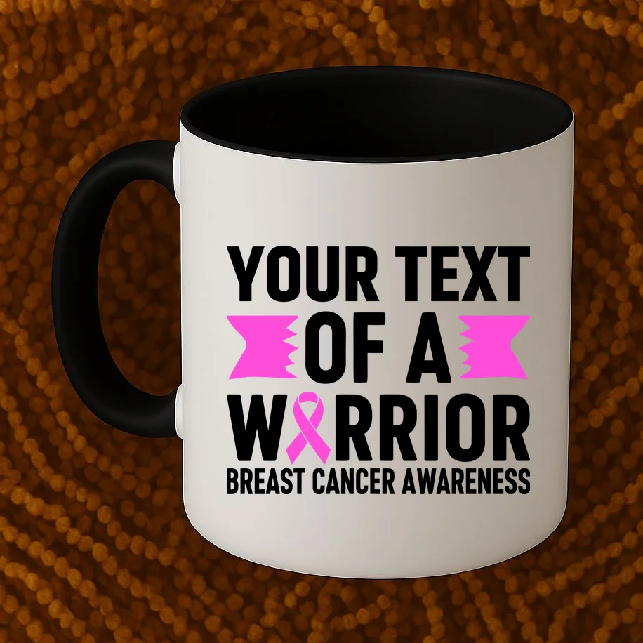 Personalized OF A WARRIOR Breast Cancer Awareness Custom Coffee Mug - Front 1