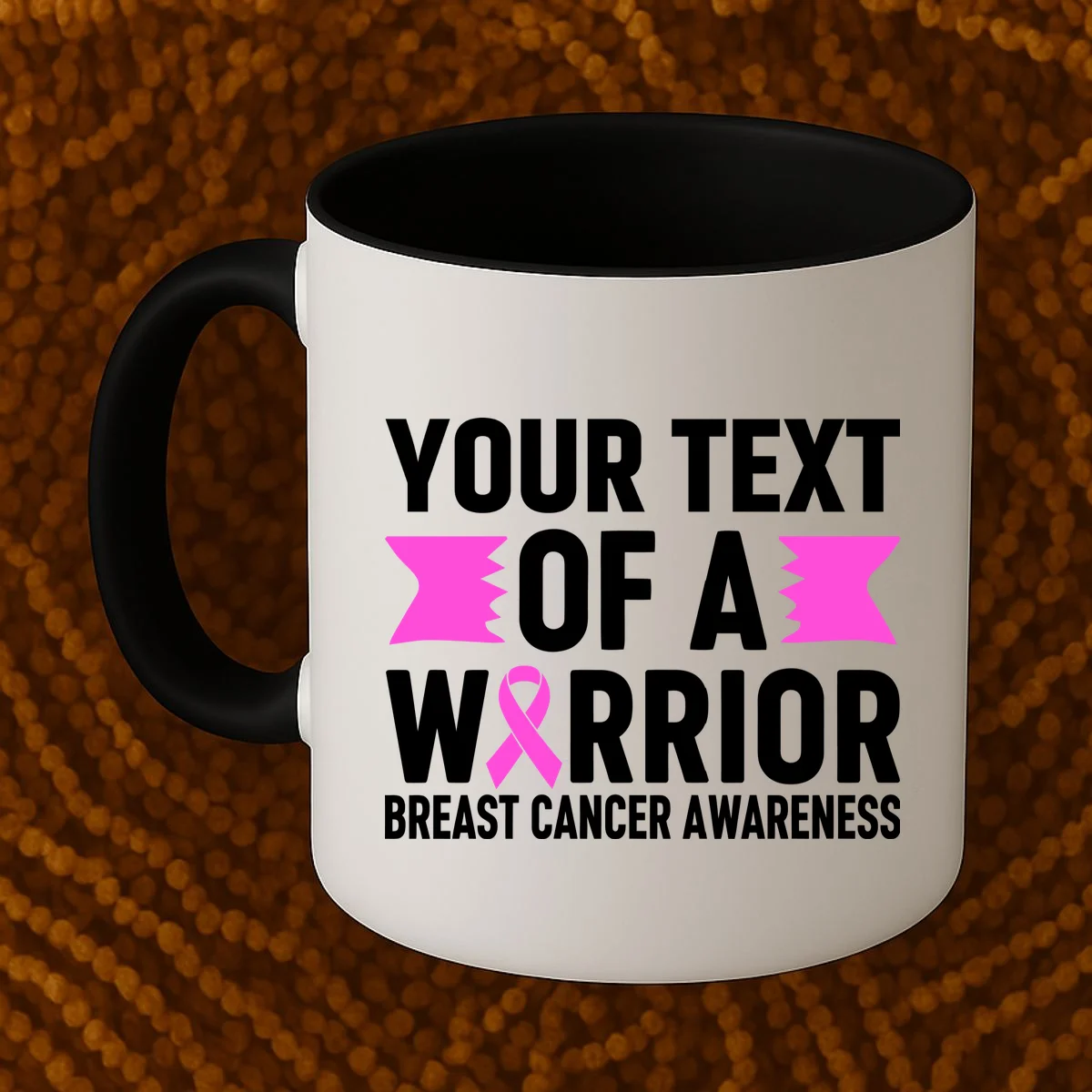 Personalized OF A WARRIOR Breast Cancer Awareness Custom Coffee Mug - Front 1