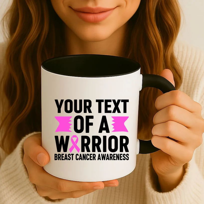 Personalized OF A WARRIOR Breast Cancer Awareness Custom Coffee Mug - Front 2