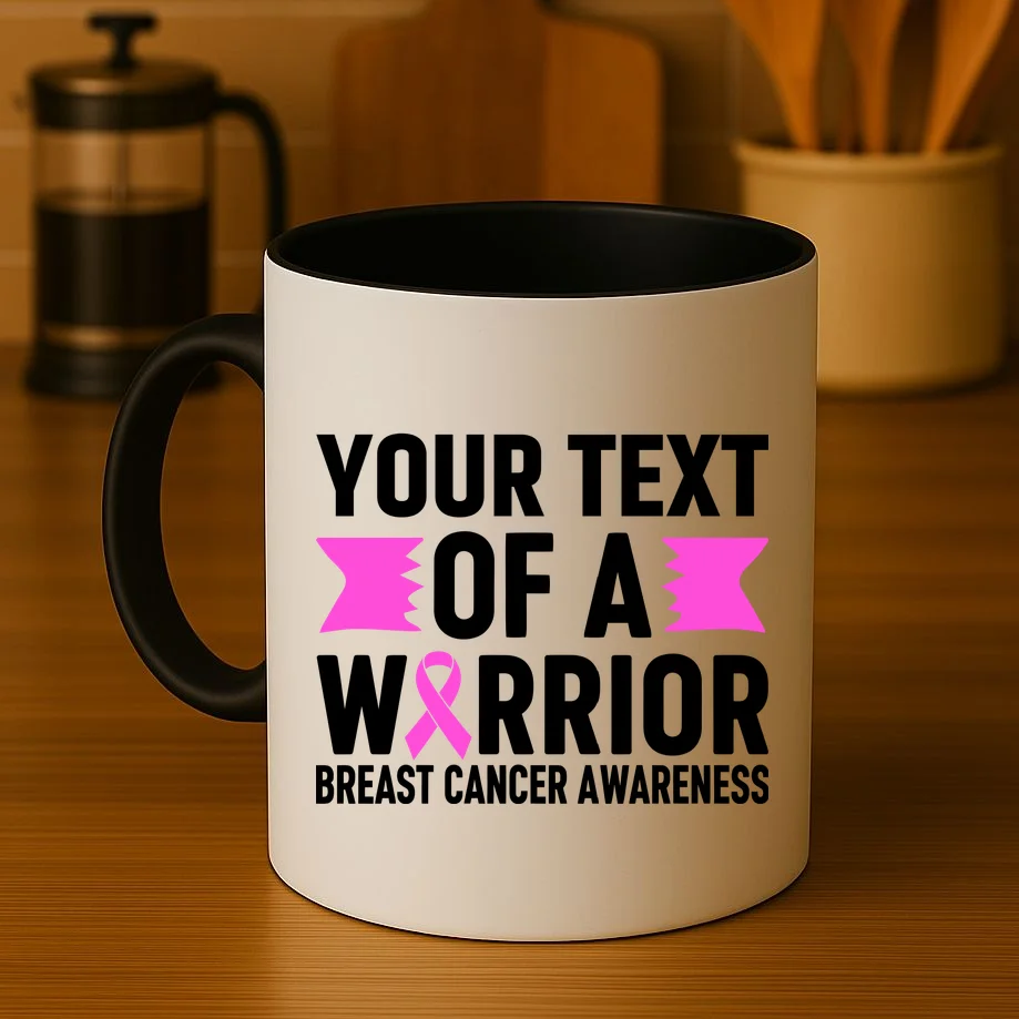 Personalized OF A WARRIOR Breast Cancer Awareness Custom Coffee Mug - Front 3