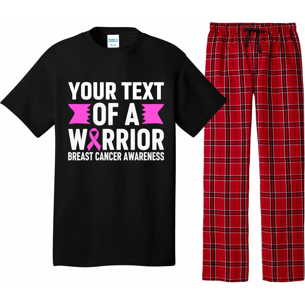 Personalized OF A WARRIOR Breast Cancer Awareness Custom Pajama Set - Front