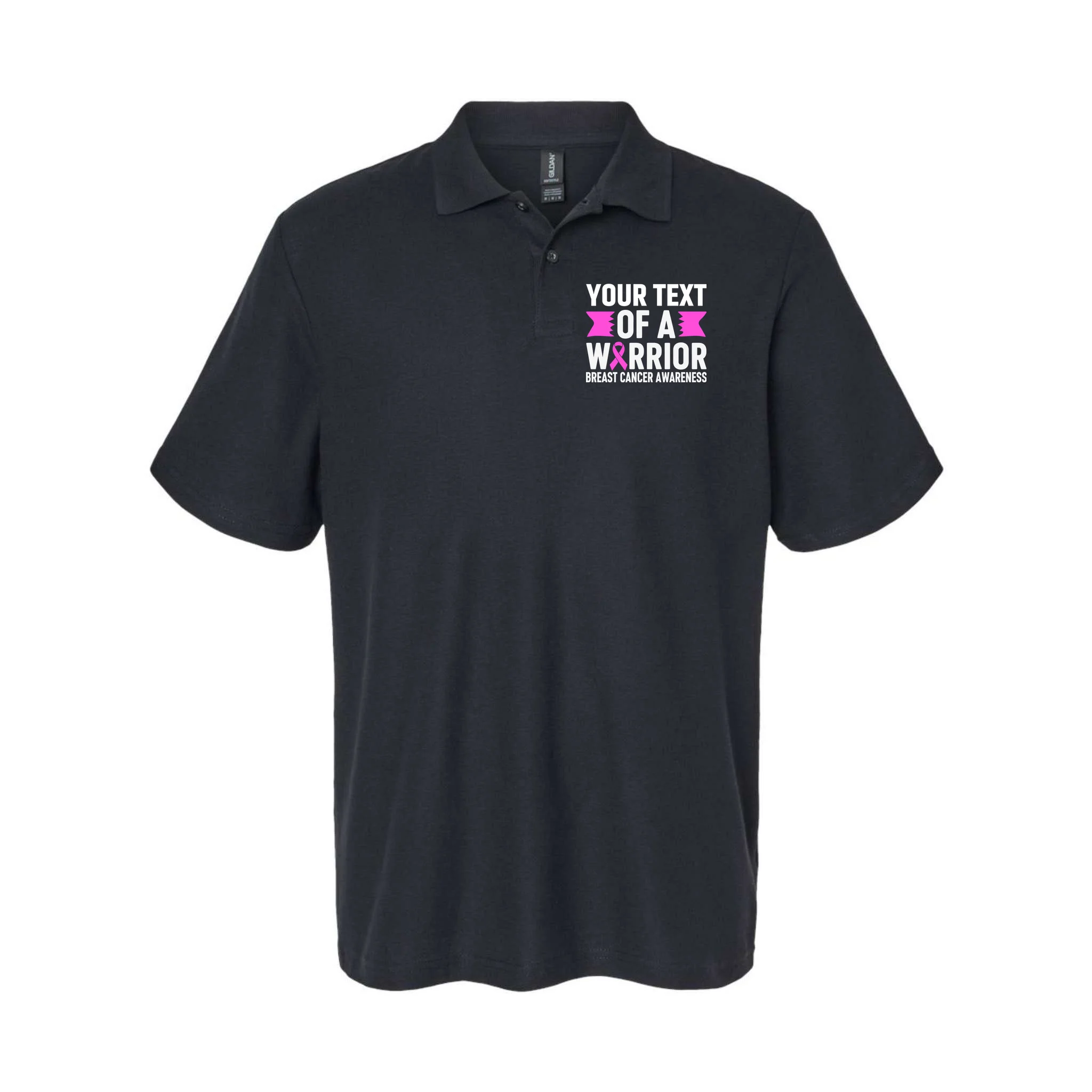 Personalized OF A WARRIOR Breast Cancer Awareness Custom Men's Polo - Front