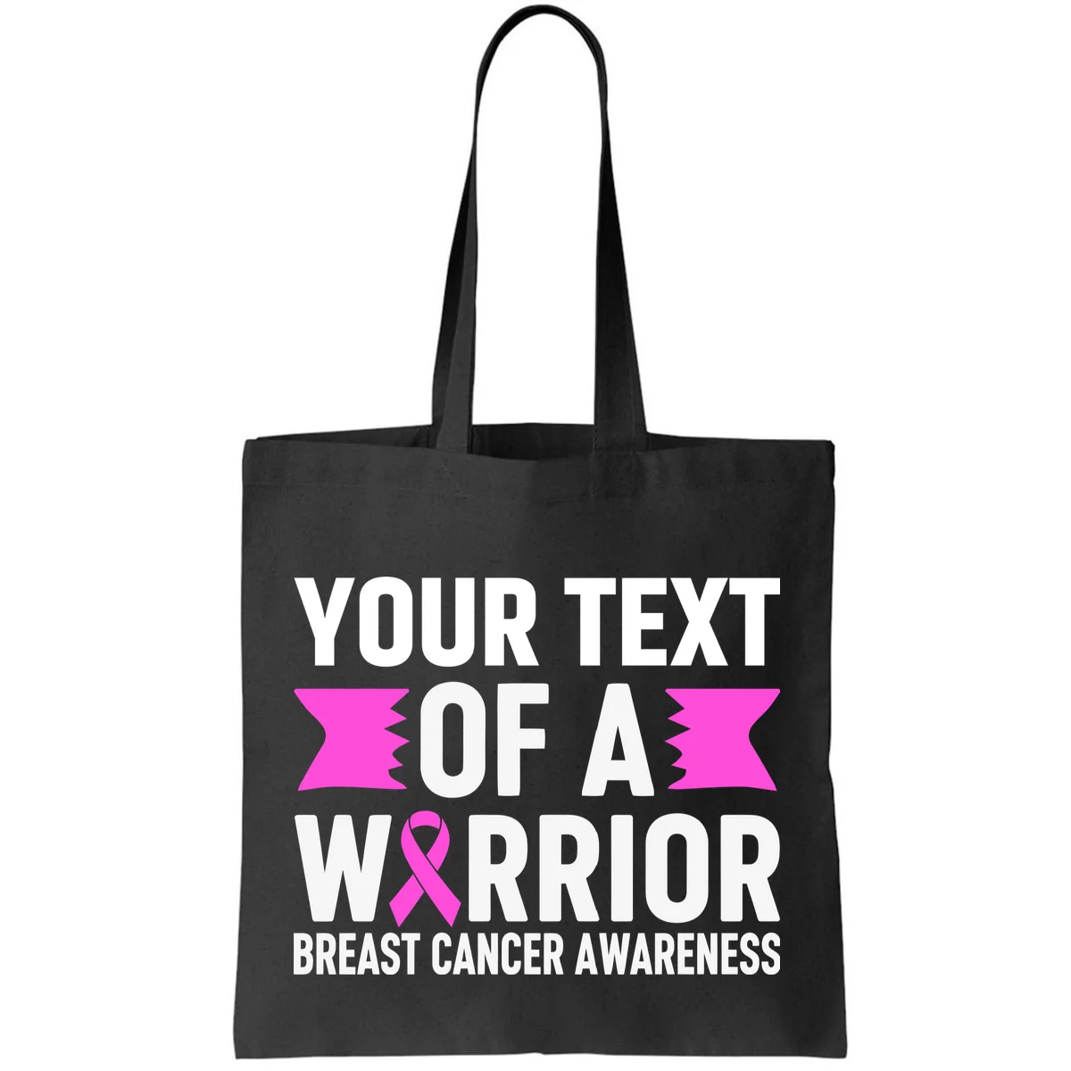 Personalized OF A WARRIOR Breast Cancer Awareness Custom Tote Bag - Front