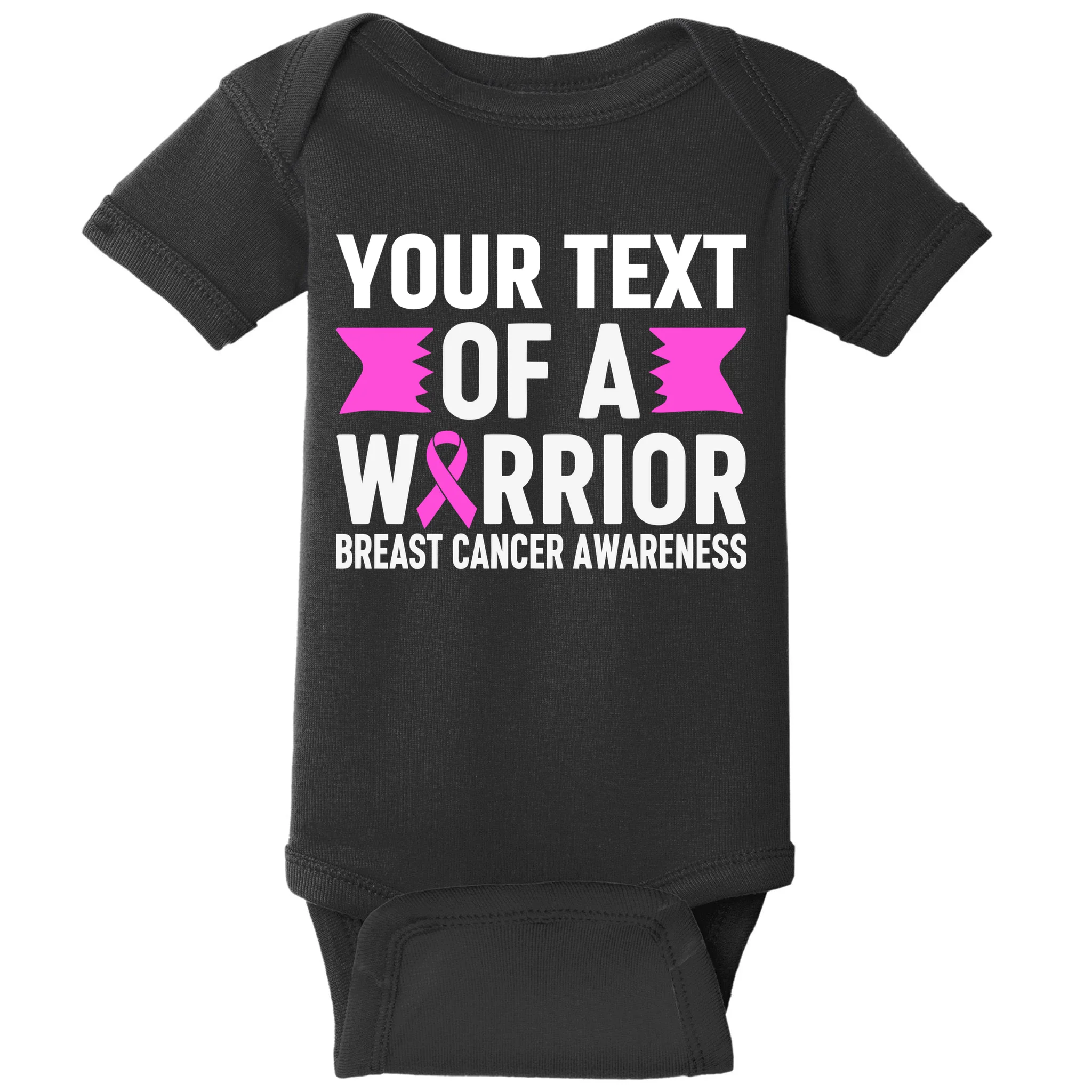 Personalized OF A WARRIOR Breast Cancer Awareness Custom Baby Bodysuit - Front