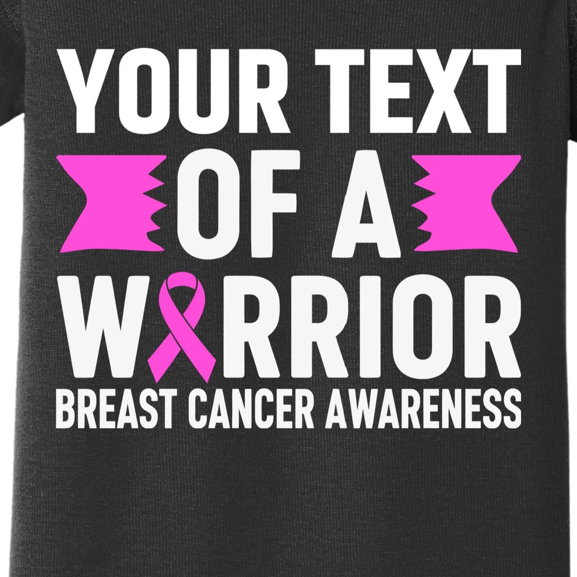 Personalized OF A WARRIOR Breast Cancer Awareness Custom Baby Bodysuit - Front - Close-up