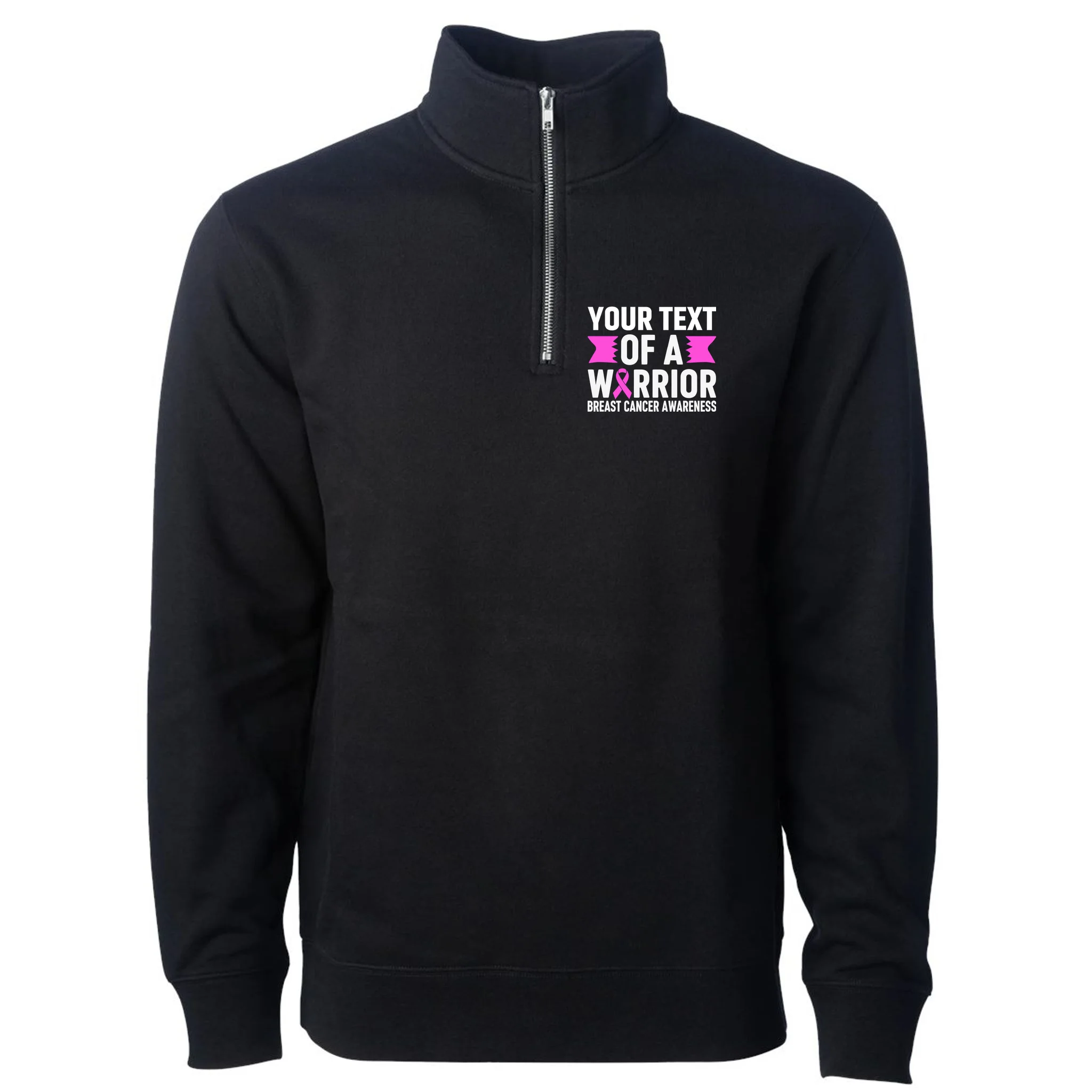 Personalized OF A WARRIOR Breast Cancer Awareness Custom Men's Pullover Quarter Zip - Front