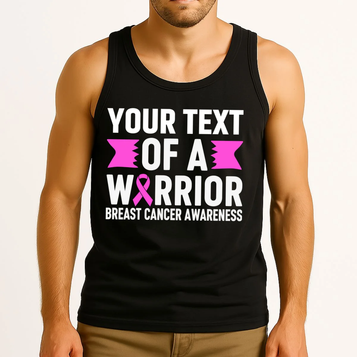 Personalized OF A WARRIOR Breast Cancer Awareness Custom Tank Top - Front 2