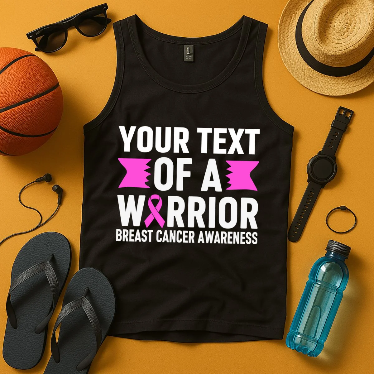 Personalized OF A WARRIOR Breast Cancer Awareness Custom Tank Top - Front 3