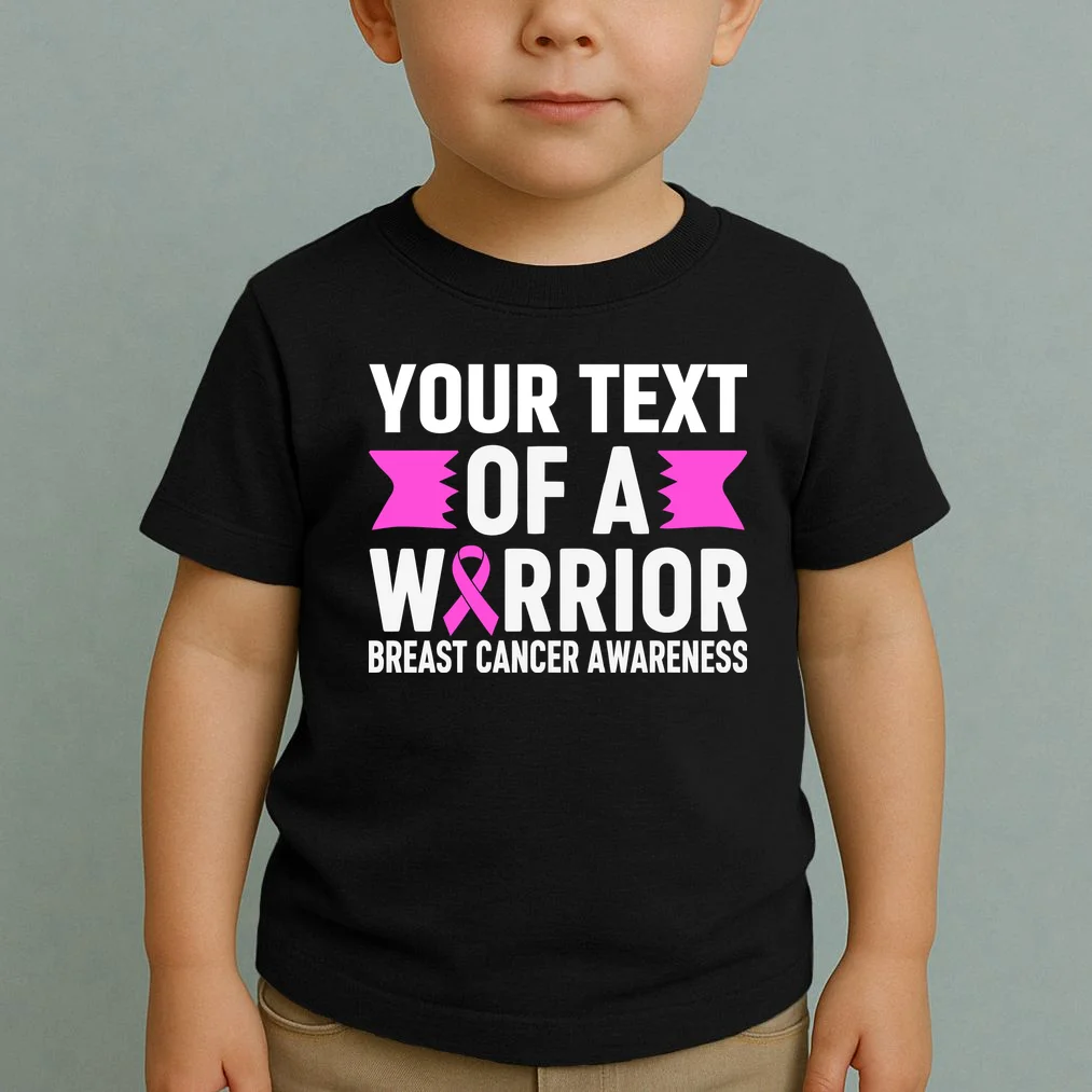 Personalized OF A WARRIOR Breast Cancer Awareness Custom Toddler T-Shirt - Front 1