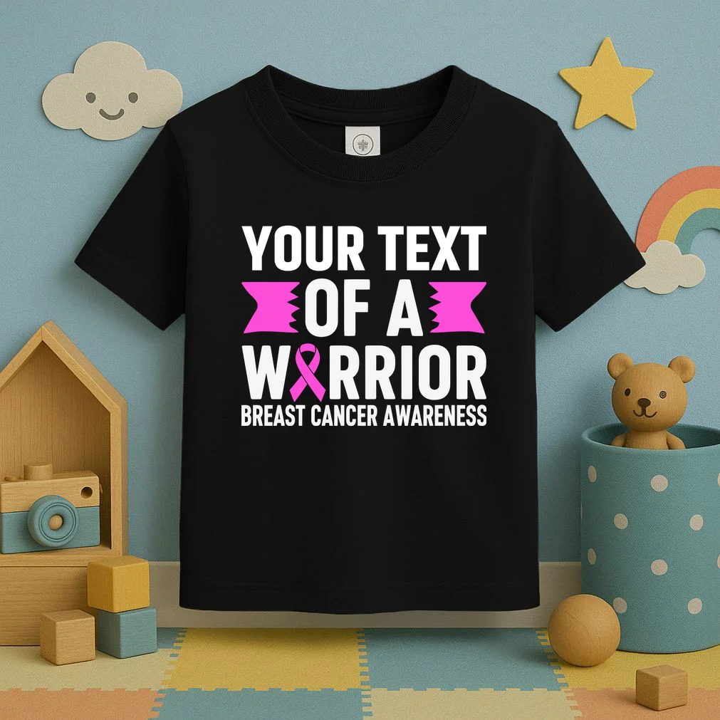 Personalized OF A WARRIOR Breast Cancer Awareness Custom Toddler T-Shirt - Front 2