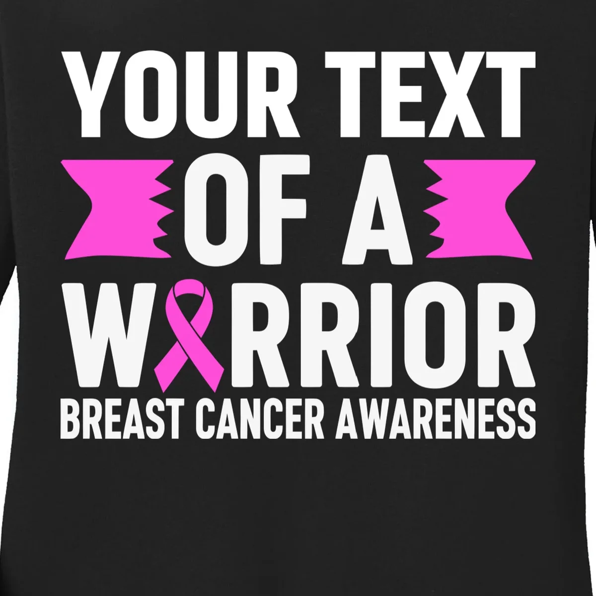 Personalized OF A WARRIOR Breast Cancer Awareness Custom Women's Long Sleeve Shirt - Front - Close-up