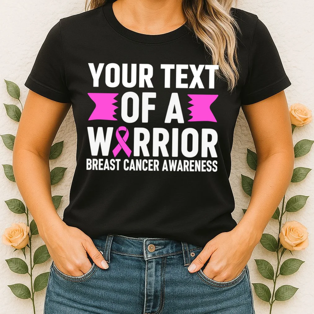 Personalized OF A WARRIOR Breast Cancer Awareness Custom Women's T-Shirt - Front 1