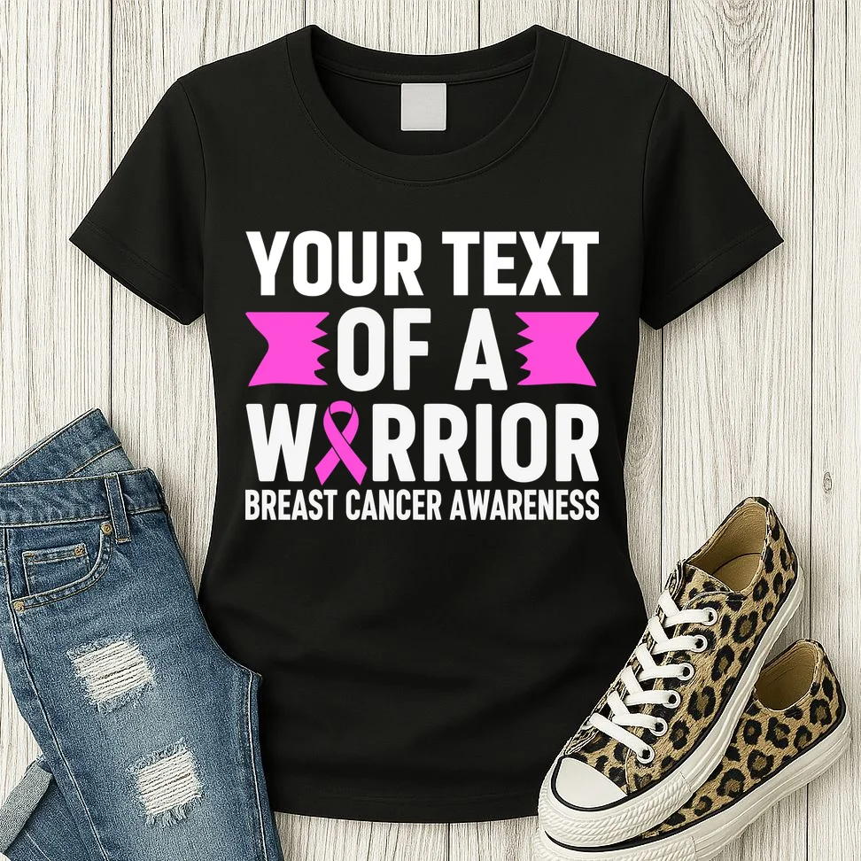 Personalized OF A WARRIOR Breast Cancer Awareness Custom Women's T-Shirt - Front 2