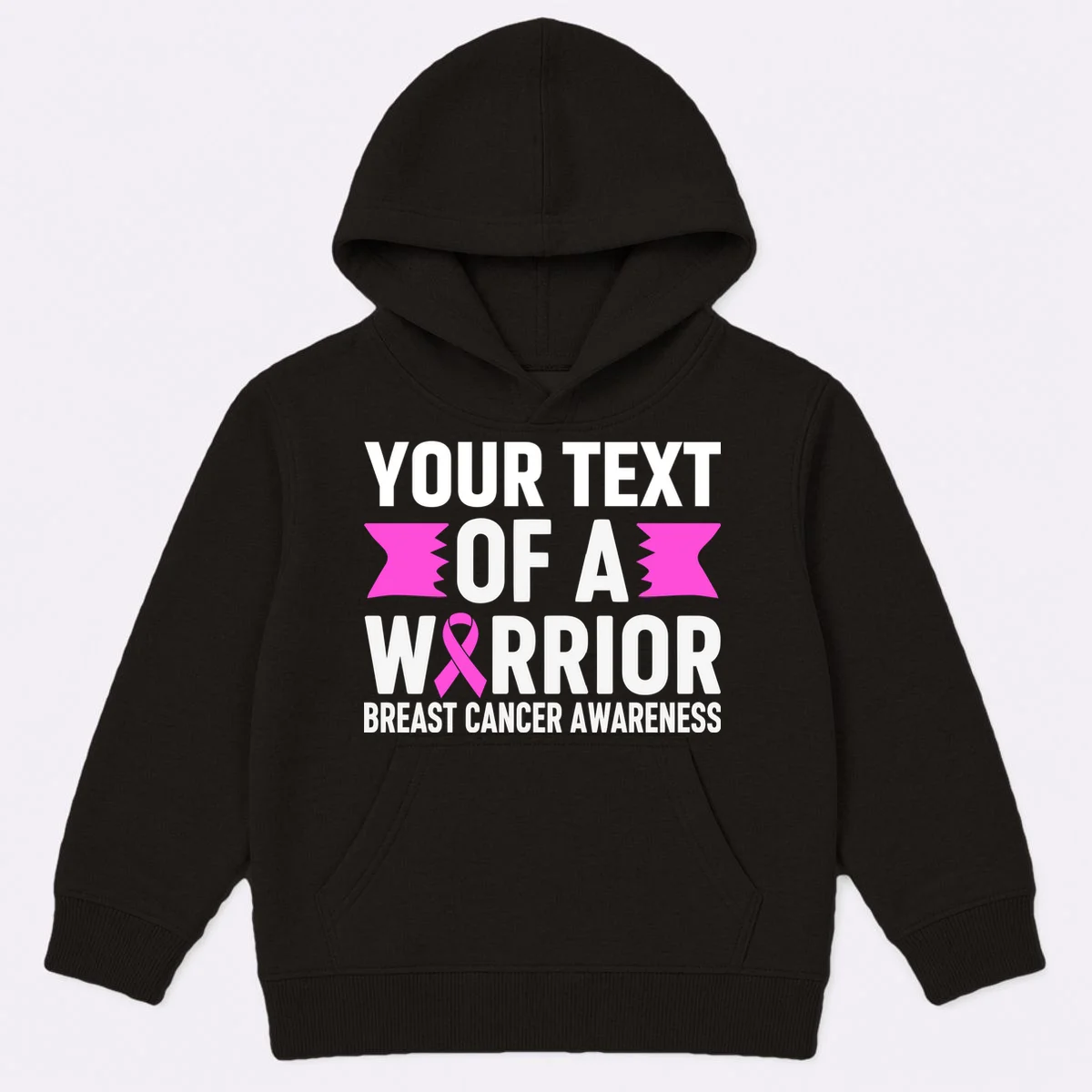 Personalized OF A WARRIOR Breast Cancer Awareness Custom Kids Hoodie - Front