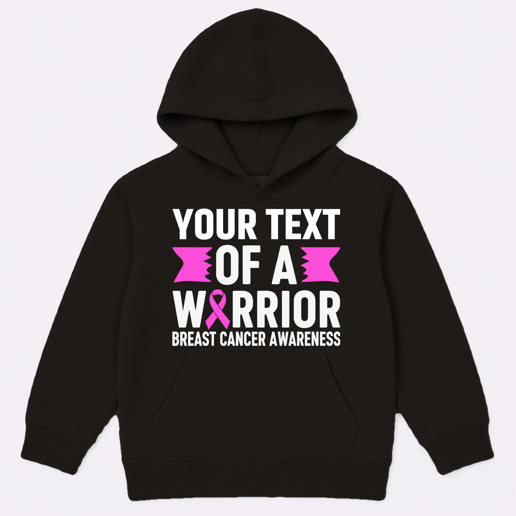 Personalized OF A WARRIOR Breast Cancer Awareness Custom Kids Hoodie - Front