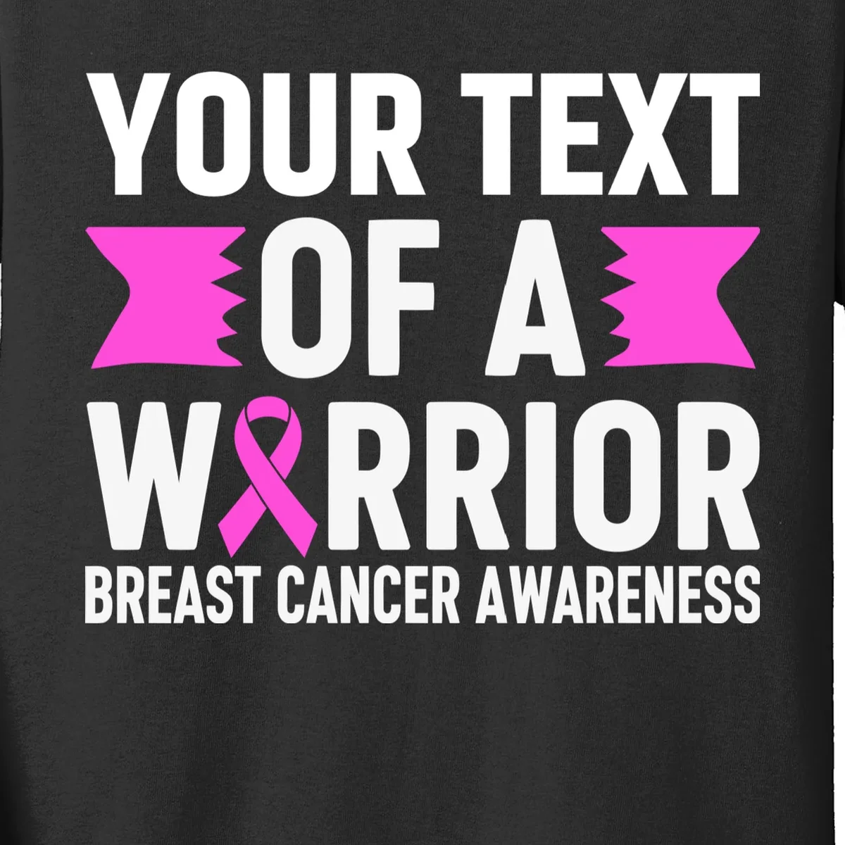 Personalized OF A WARRIOR Breast Cancer Awareness Custom Kids Long Sleeve Shirt - Front - Close-up