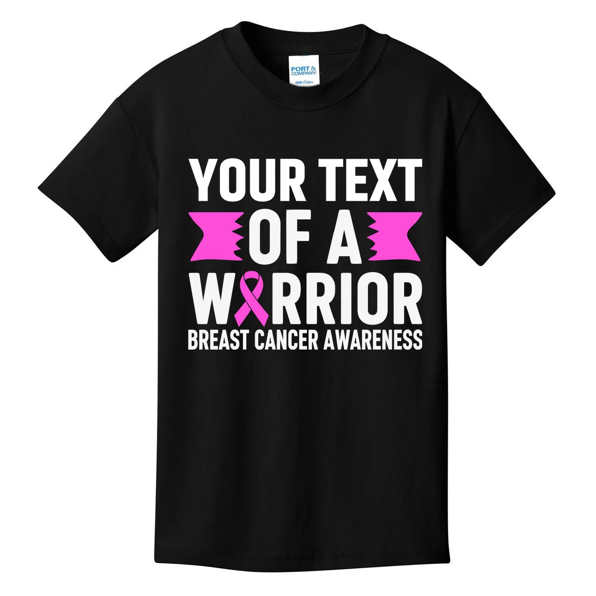 Personalized OF A WARRIOR Breast Cancer Awareness Custom Kids T-Shirt - Front