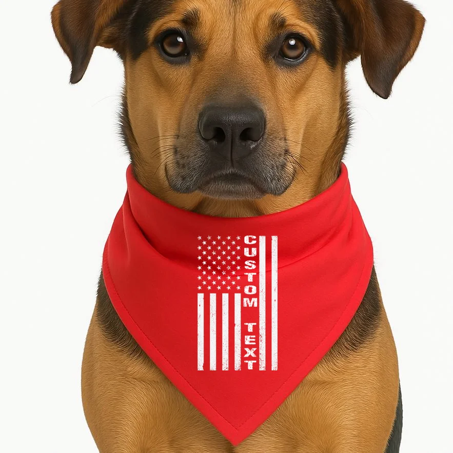 Personalized Patriotic American Flag Vintage Custom Text Dog Bandana - Front 1