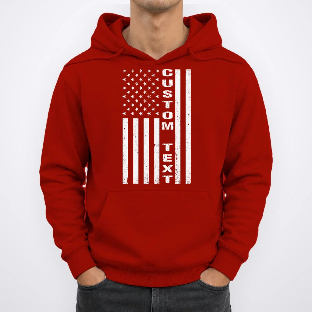 Personalized Patriotic American Flag Vintage Custom Text Hoodie - Front 1
