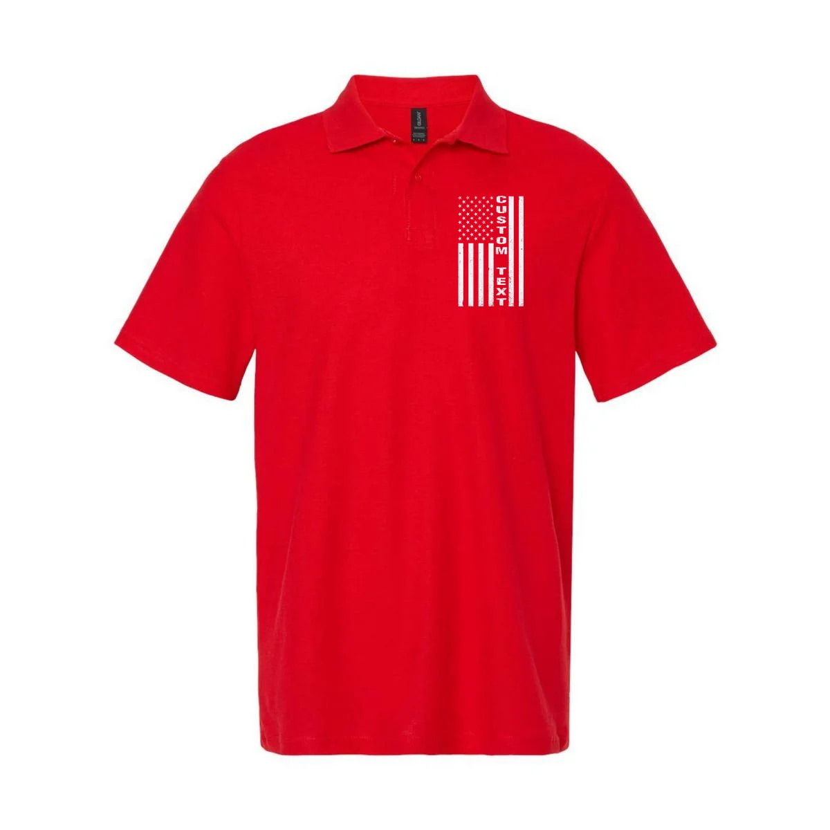 Personalized Patriotic American Flag Vintage Custom Text Men's Polo - Front