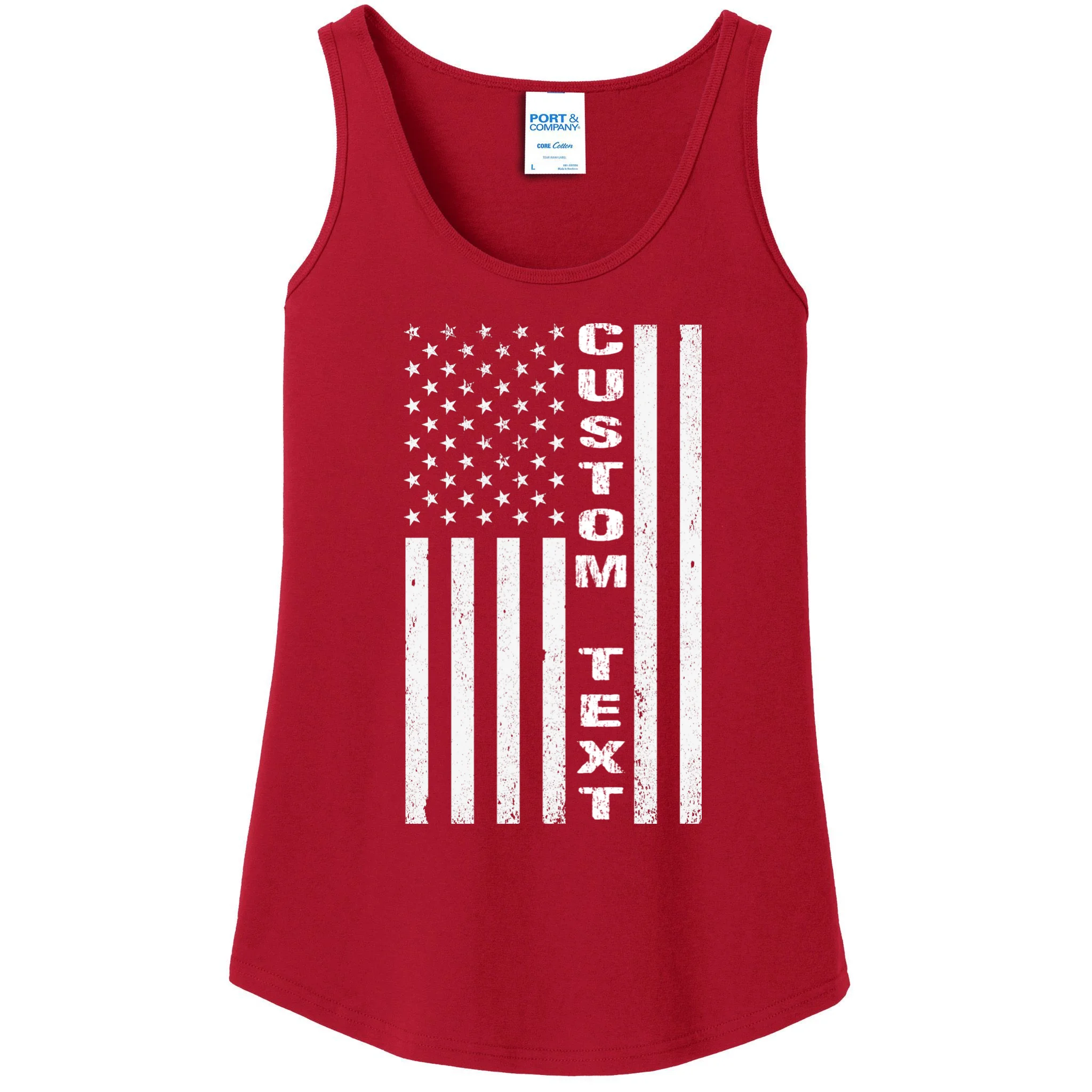 Personalized Patriotic American Flag Vintage Custom Text Women's Tank Top - Front