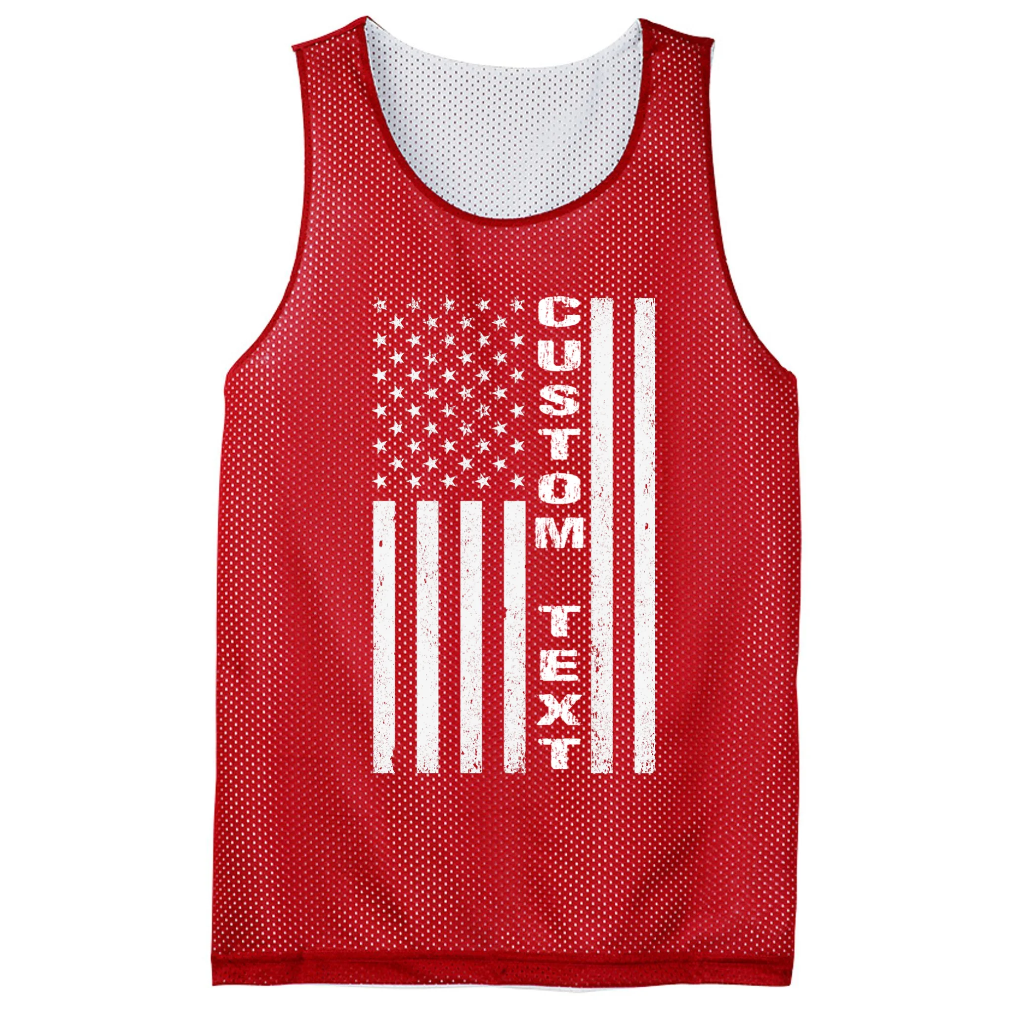 Personalized Patriotic American Flag Vintage Custom Text Men's Basketball Jersey - Front