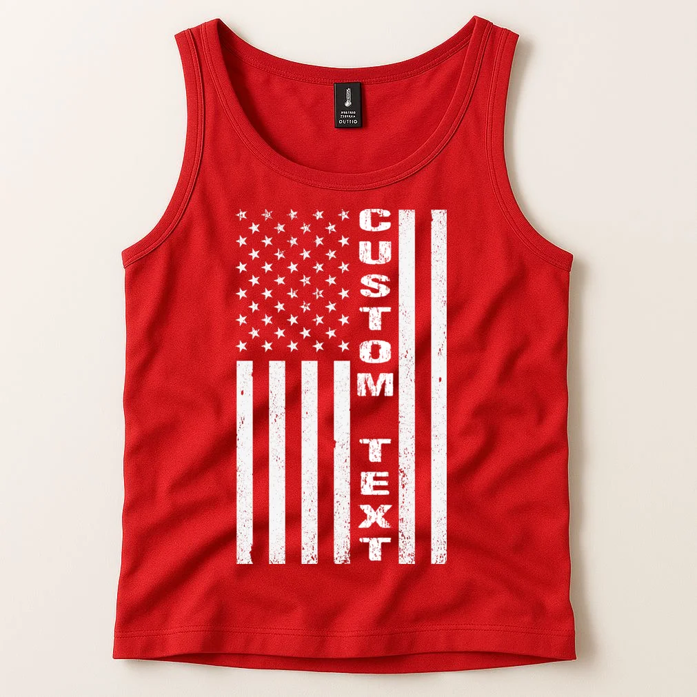 Personalized Patriotic American Flag Vintage Custom Text Tank Top - Front 1