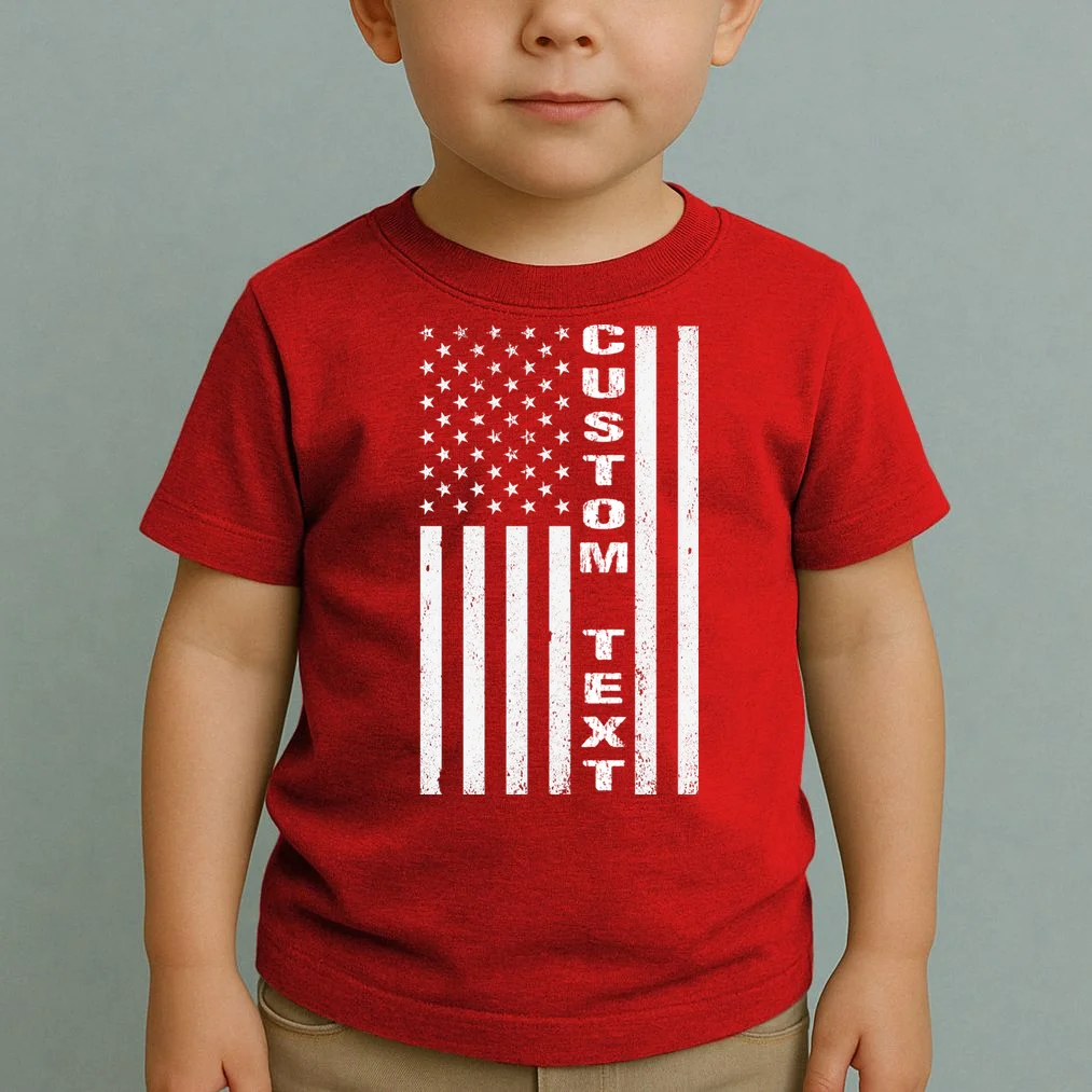 Personalized Patriotic American Flag Vintage Custom Text Toddler T-Shirt - Front 1