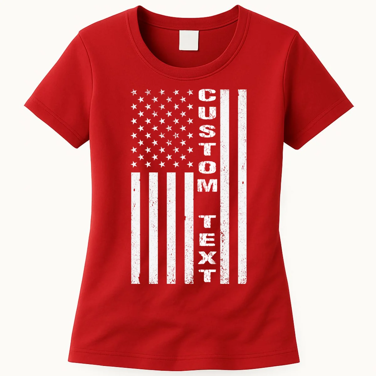 Personalized Patriotic American Flag Vintage Custom Text Women's T-Shirt - Front