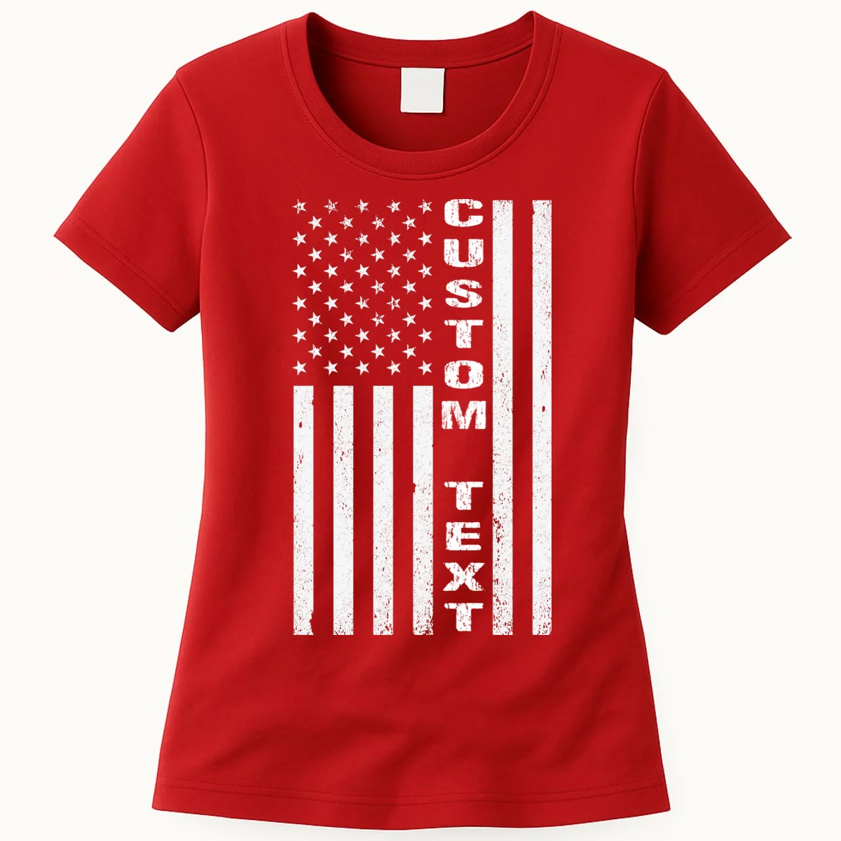 Personalized Patriotic American Flag Vintage Custom Text Women's T-Shirt - Front