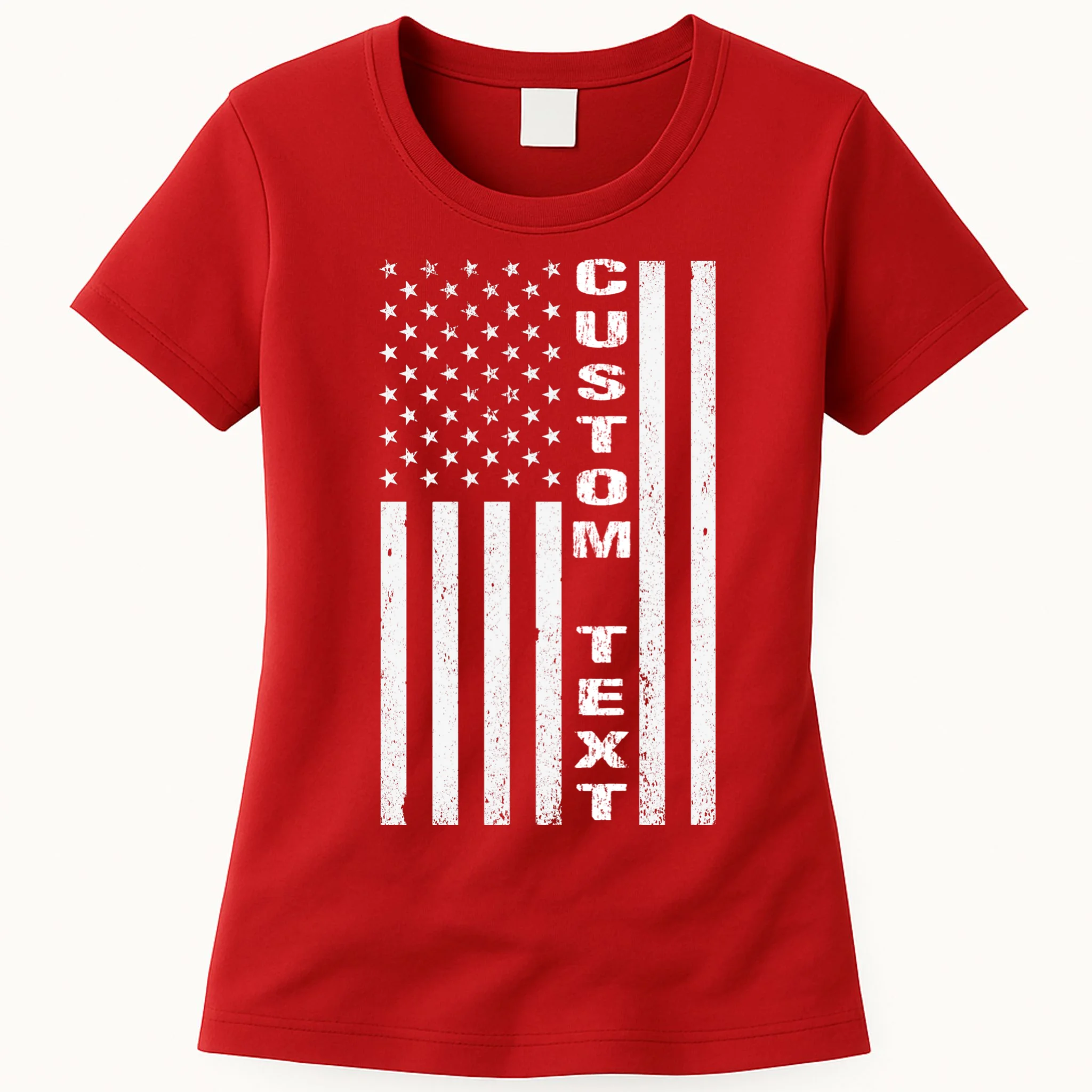 Personalized Patriotic American Flag Vintage Custom Text Women's T-Shirt - Front