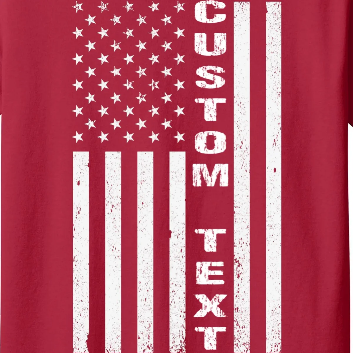 Personalized Patriotic American Flag Vintage Custom Text Kids T-Shirt - Front - Close-up