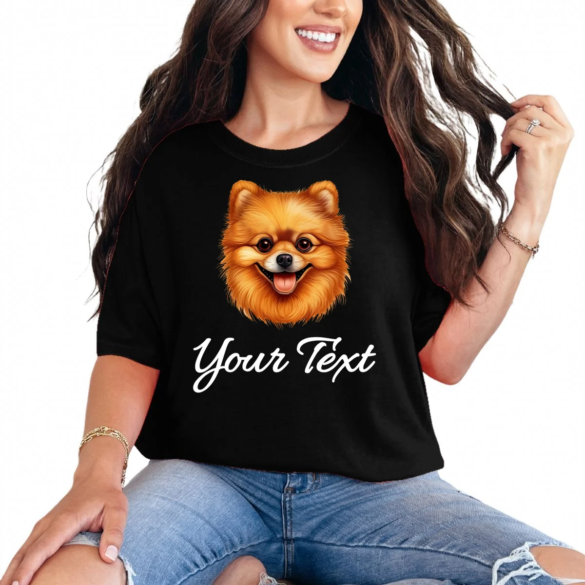 Pomeranian Personalized Custom Text – Cute Dog Lover Gift T-Shirt - Front