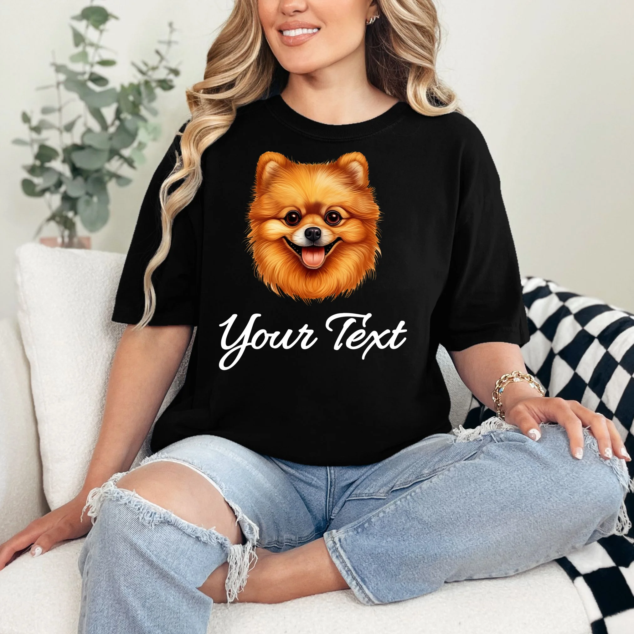 Pomeranian Personalized Custom Text – Cute Dog Lover Gift T-Shirt - Front 1