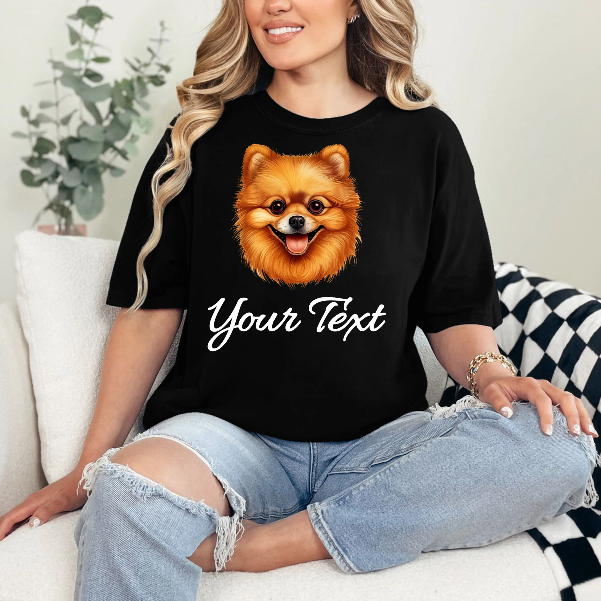Pomeranian Personalized Custom Text – Cute Dog Lover Gift Comfort Colors Unisex T-Shirt - Front 1