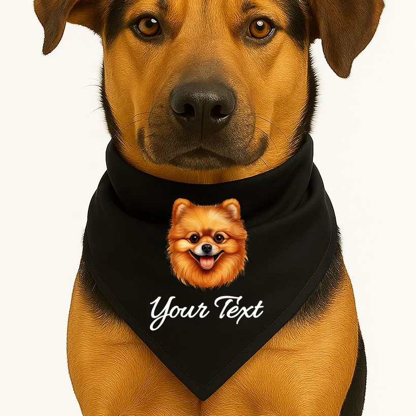 Pomeranian Personalized Custom Text – Cute Dog Lover Gift Dog Bandana - Front 1