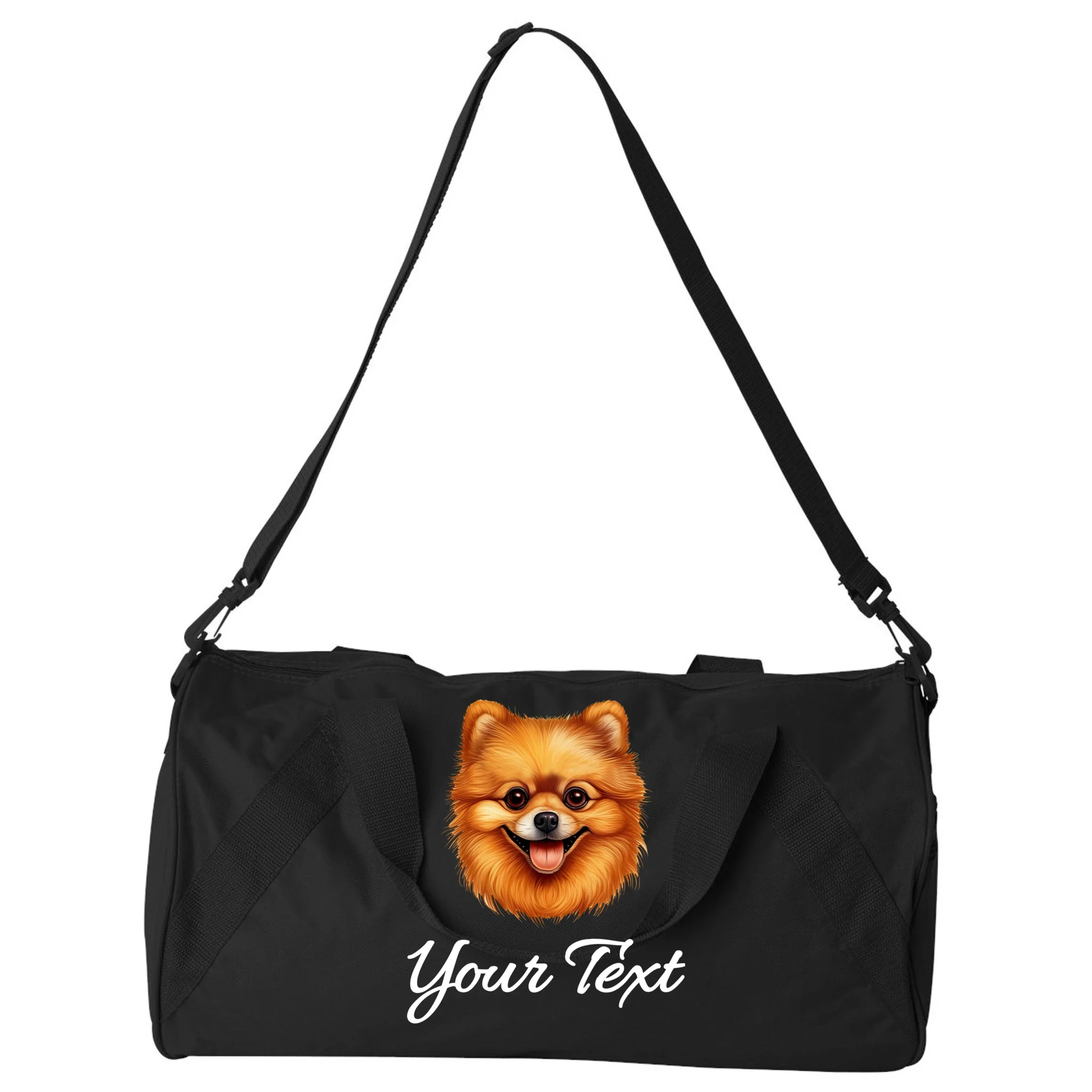 Pomeranian Personalized Custom Text – Cute Dog Lover Gift Duffel Bag - Front