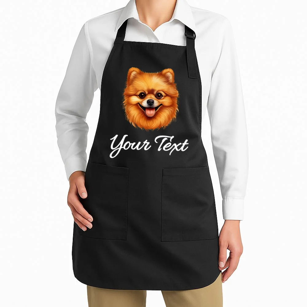 Pomeranian Personalized Custom Text – Cute Dog Lover Gift Apron - Front 1
