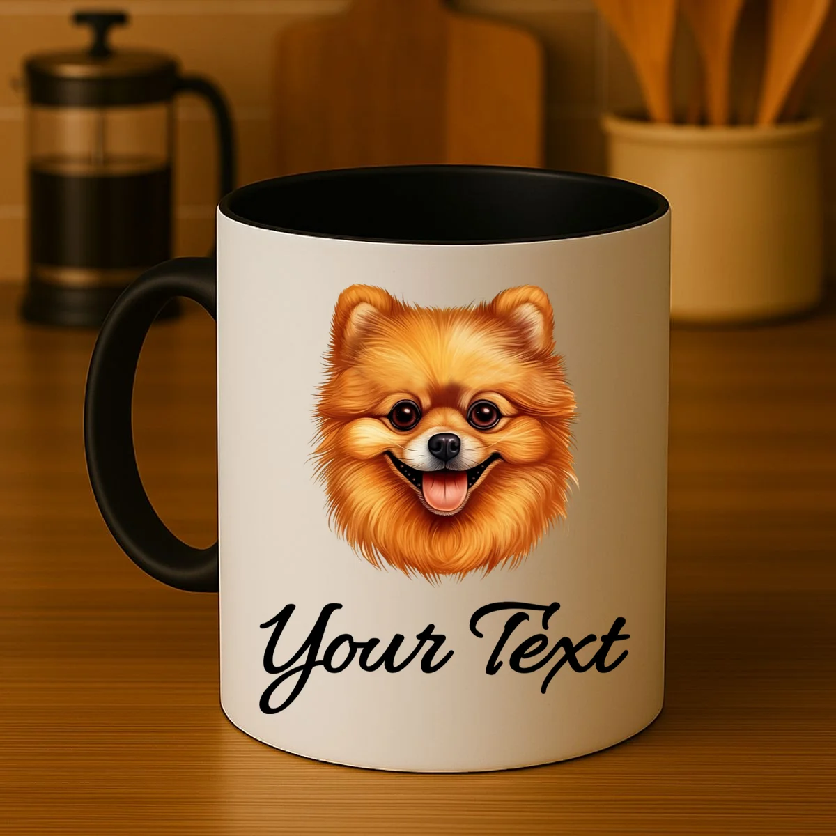 Pomeranian Personalized Custom Text – Cute Dog Lover Gift Coffee Mug - Front 3