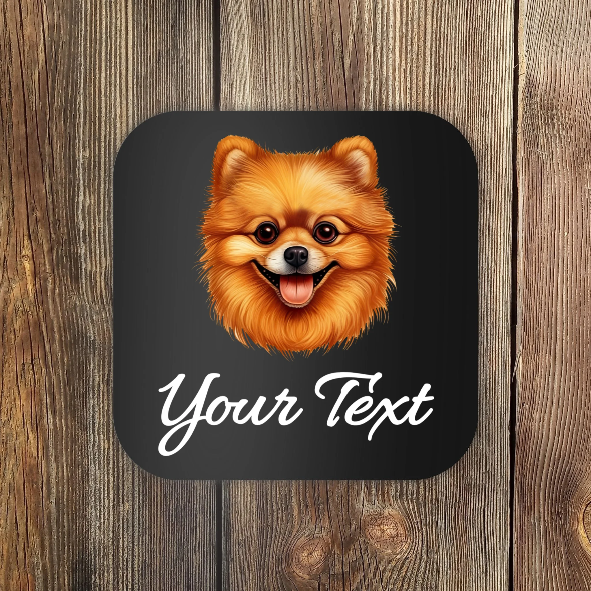Pomeranian Personalized Custom Text – Cute Dog Lover Gift Coaster - Front