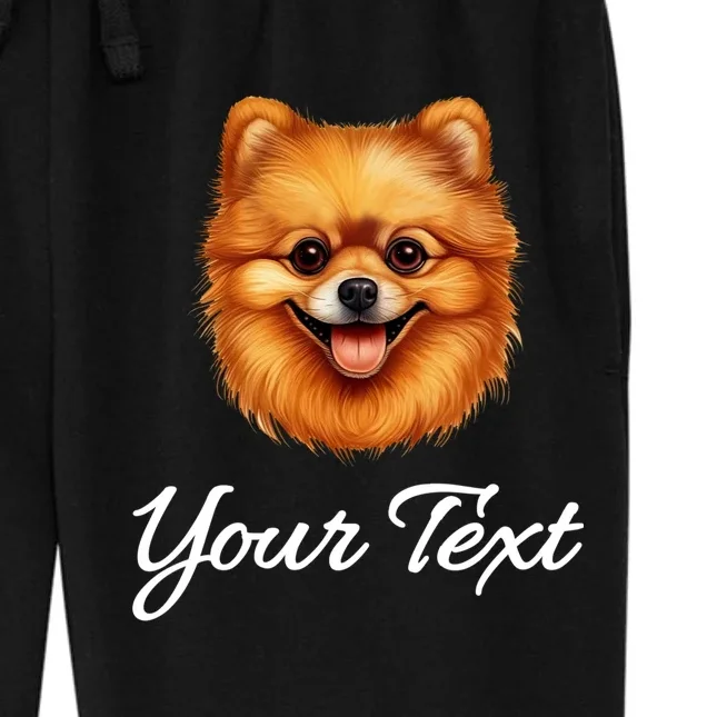 Pomeranian Personalized Custom Text – Cute Dog Lover Gift Women's Fleece Sweatpants - Front - Close-up