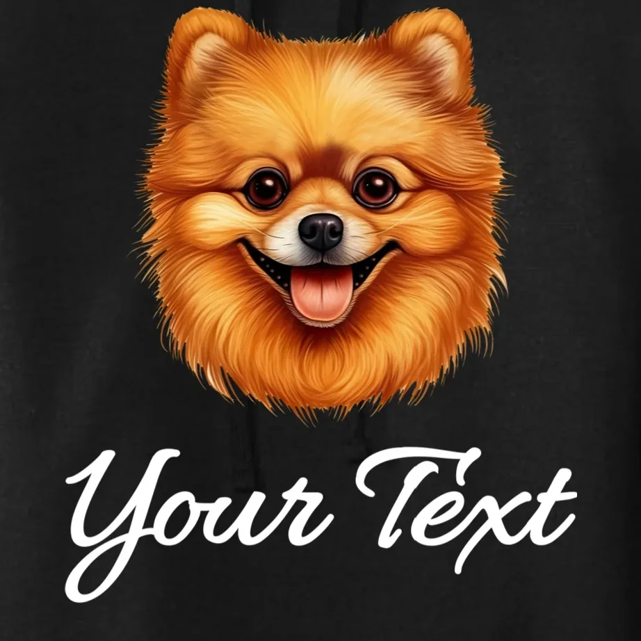 Pomeranian Personalized Custom Text – Cute Dog Lover Gift Women's Pullover Hoodie - Front - Close-up