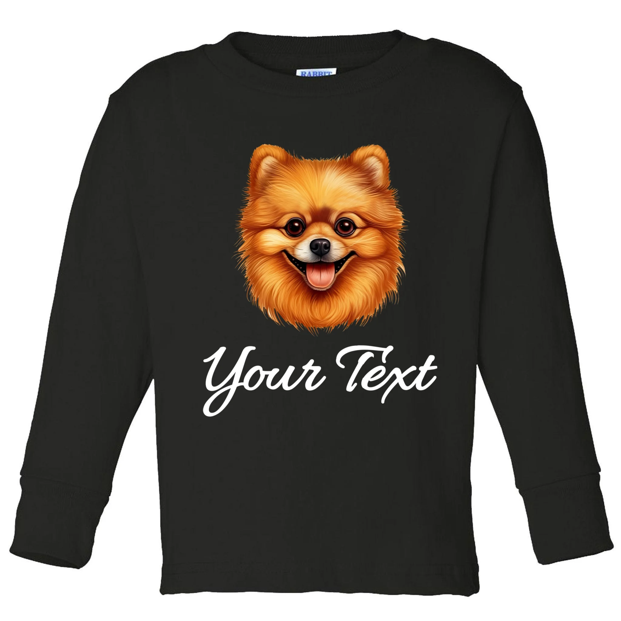 Pomeranian Personalized Custom Text – Cute Dog Lover Gift Toddler Long Sleeve Shirt - Front