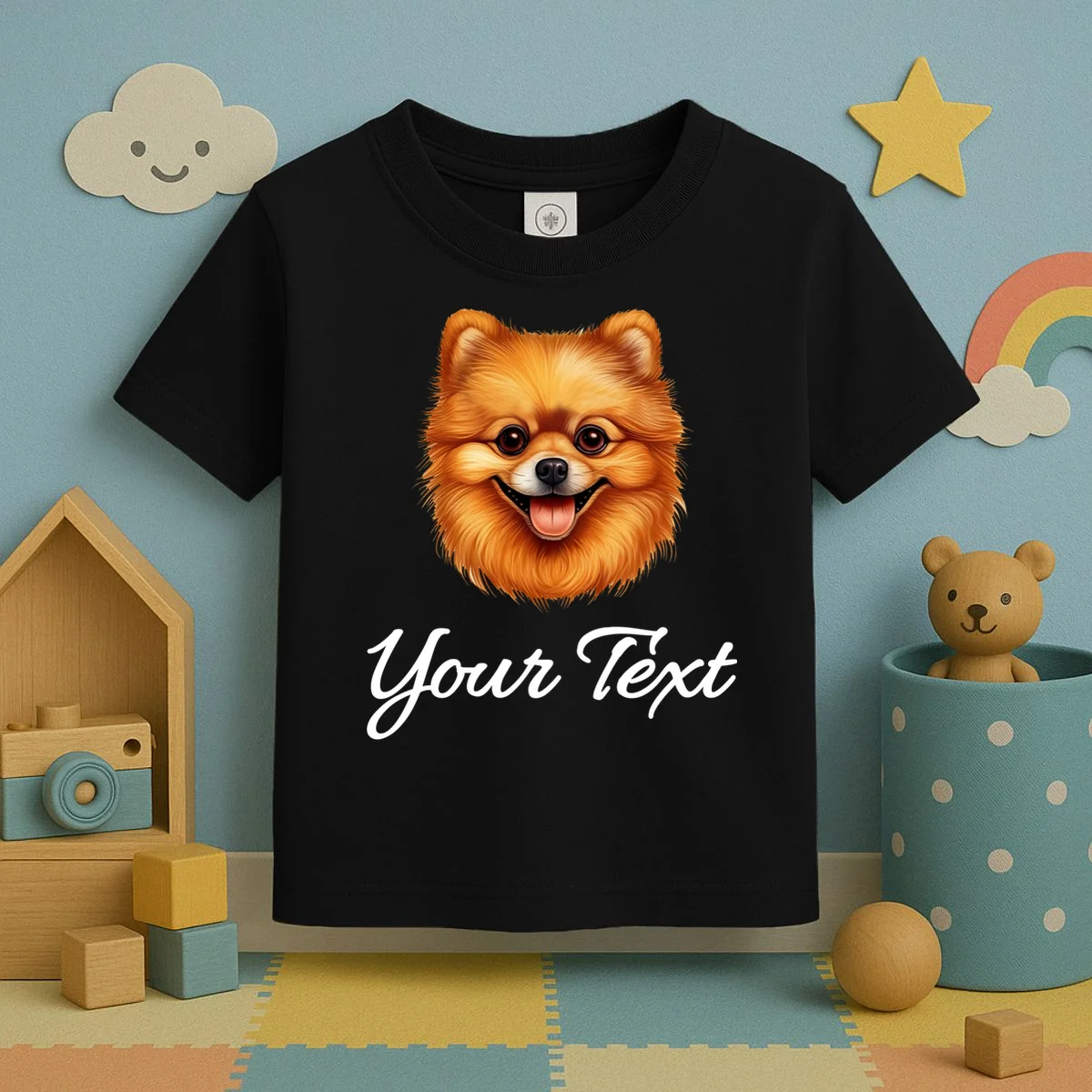 Pomeranian Personalized Custom Text – Cute Dog Lover Gift Toddler T-Shirt - Front 2