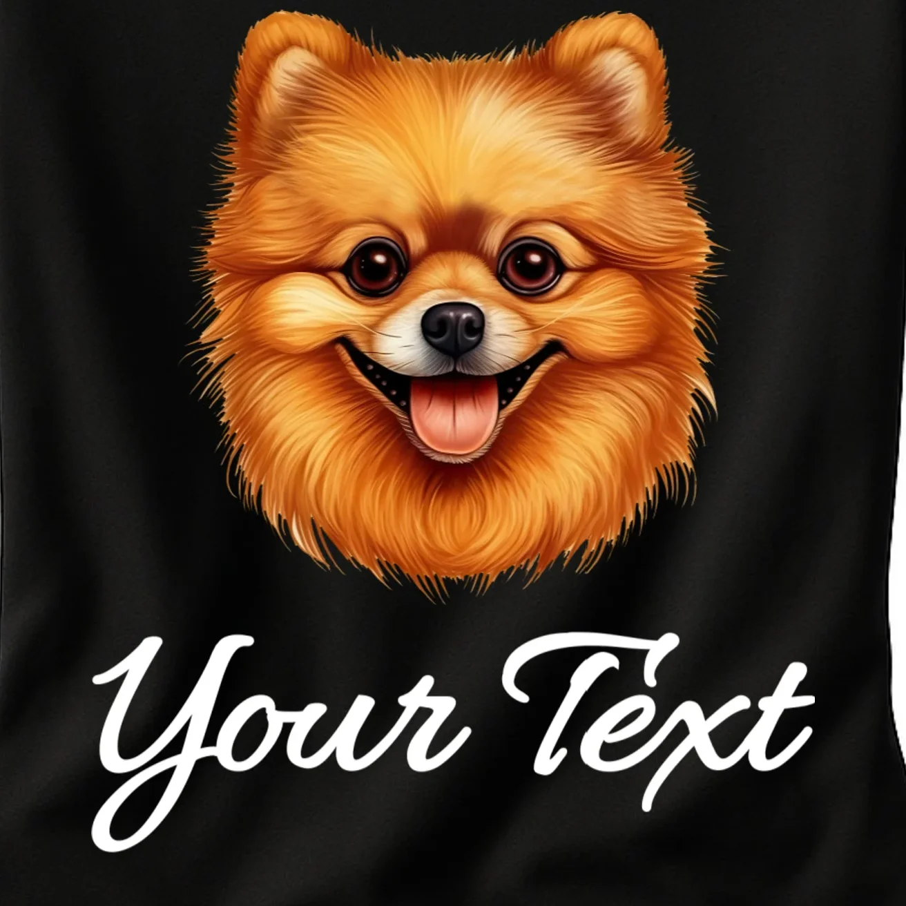 Pomeranian Personalized Custom Text – Cute Dog Lover Gift Women's T-Shirt - Front - Close-up