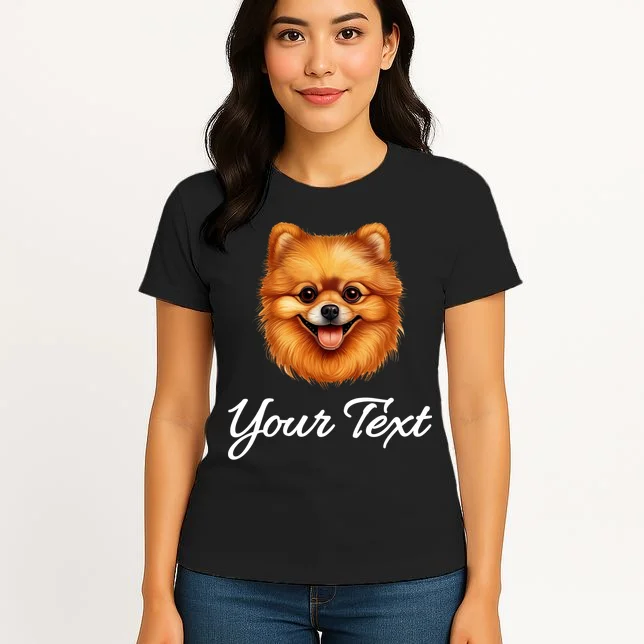 Pomeranian Personalized Custom Text – Cute Dog Lover Gift Women's T-Shirt - Front 3
