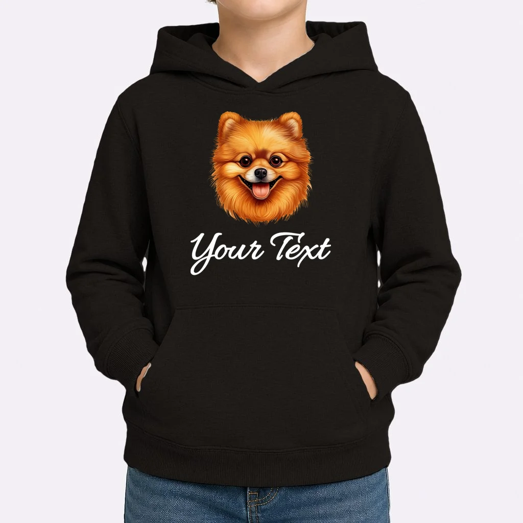 Pomeranian Personalized Custom Text – Cute Dog Lover Gift Kids Hoodie - Front 1