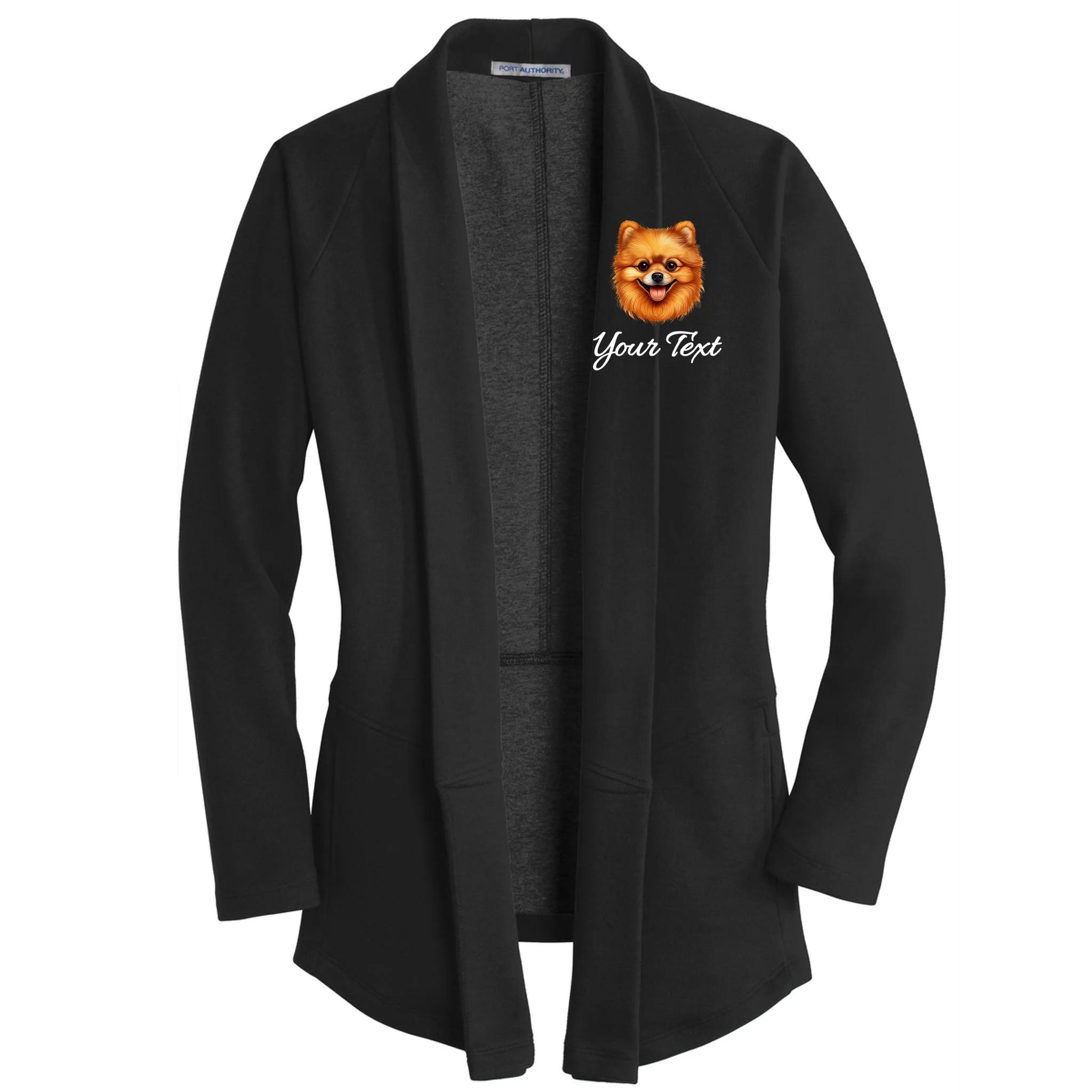 Pomeranian Personalized Custom Text – Cute Dog Lover Gift Women's Cardigan - Front