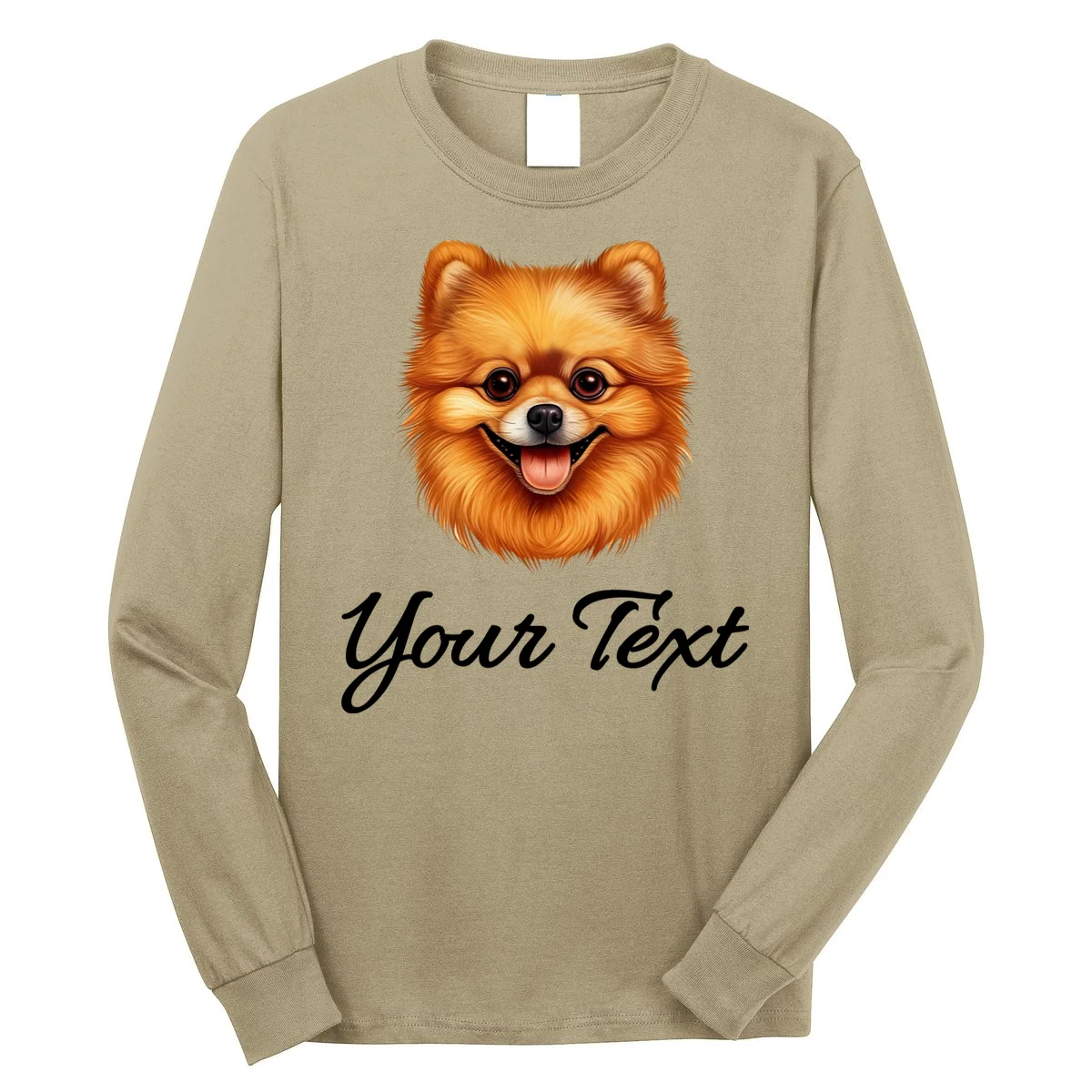 Pomeranian Personalized Custom Text – Cute Dog Lover Gift Long Sleeve Shirt - Front